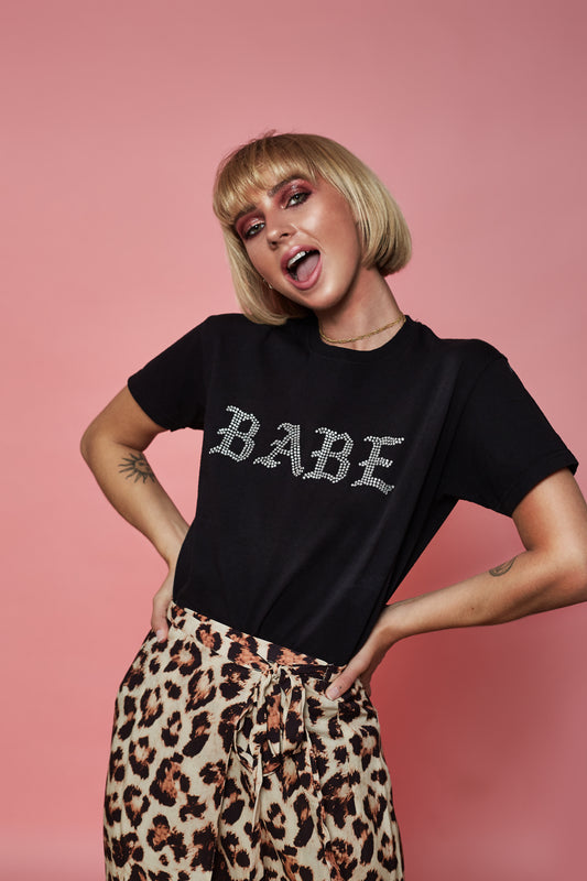 Babe Rhinestone Tee (Black)