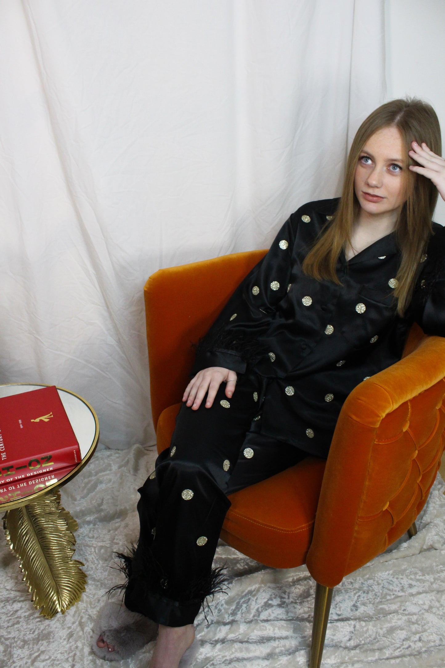 Champagne Polka Dots Satin Pyjamas
